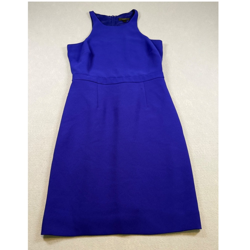 J.Crew Royal Blue Sleeveless Halter Neck Sheath Dress with Pockets Size 2